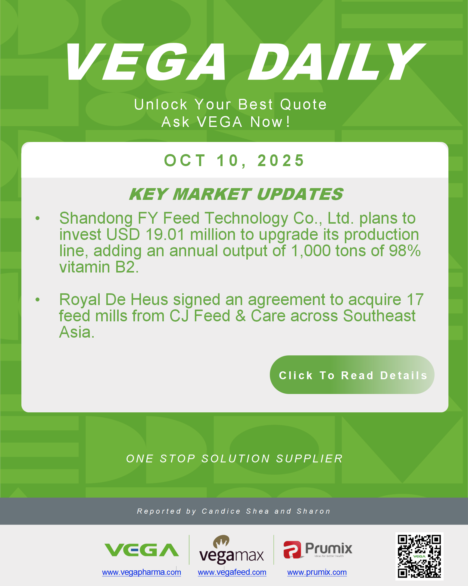VEGA Daily Dated on October 10th 2025 Vitamin Amino Acid APl Food Additives.png